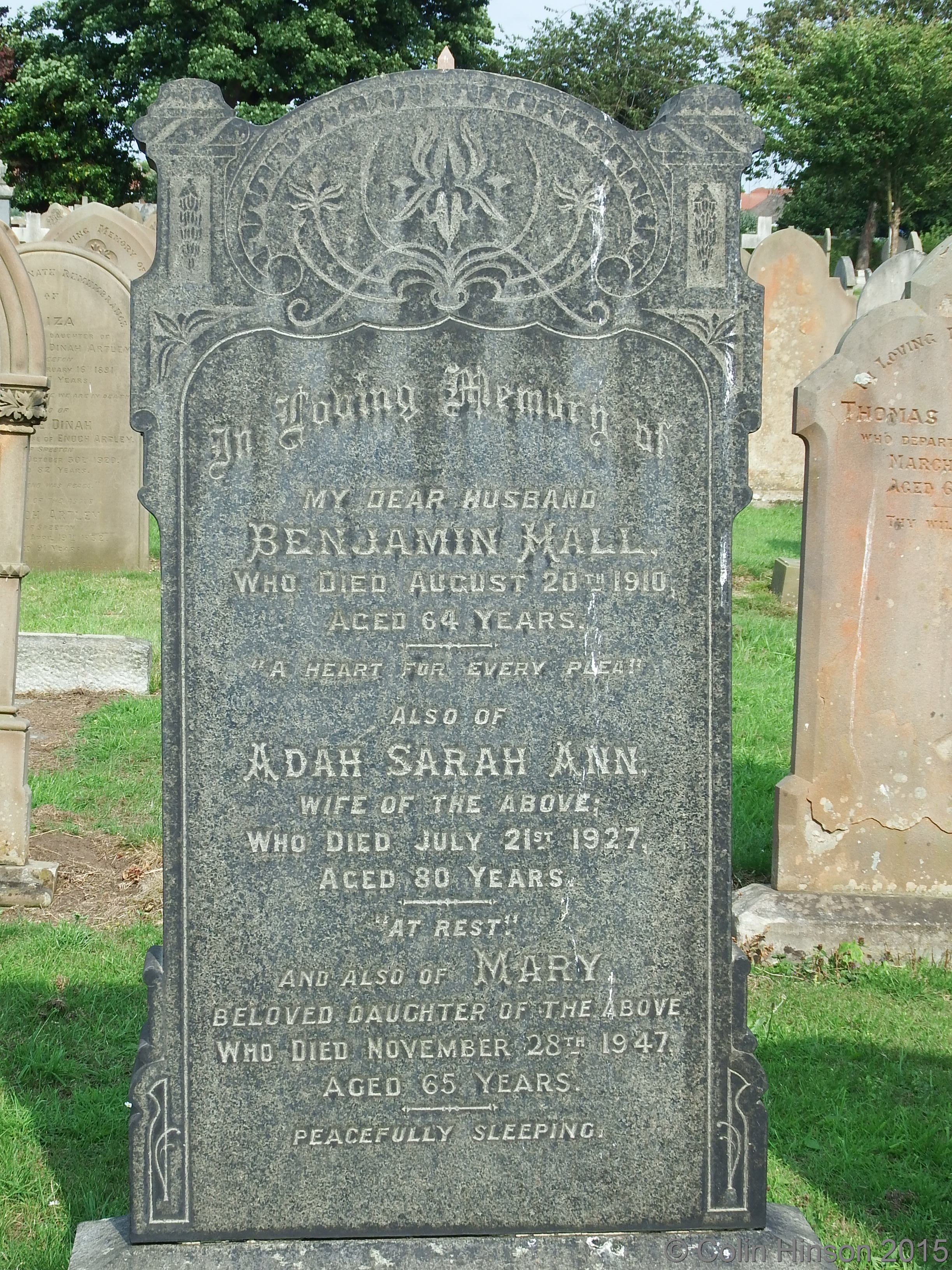 GENUKI Bridlington Cemetery gravestones etc., Yorkshire (East Riding)