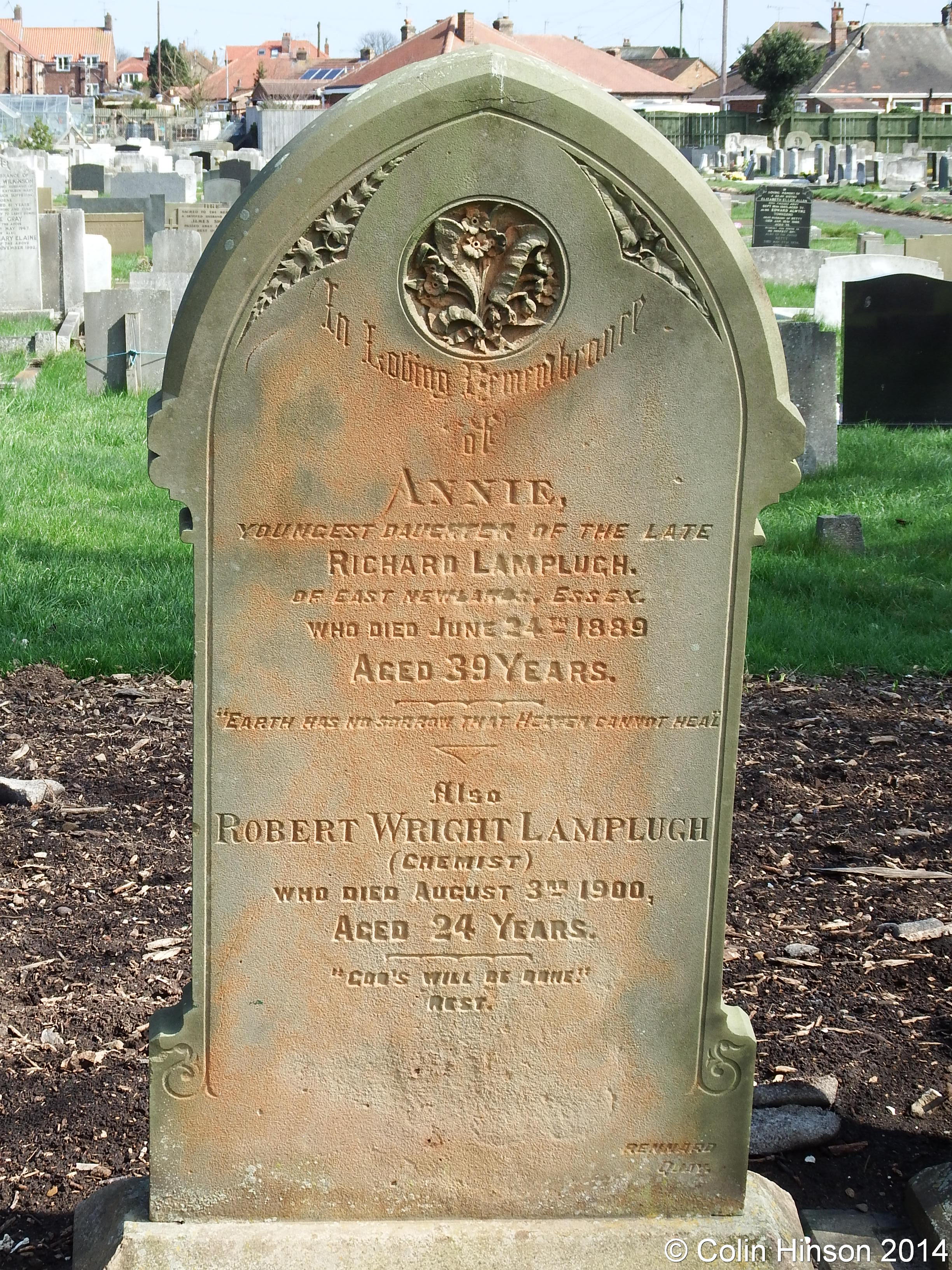 GENUKI Photograph of Lamplugh grave/plaque, Bridlington.