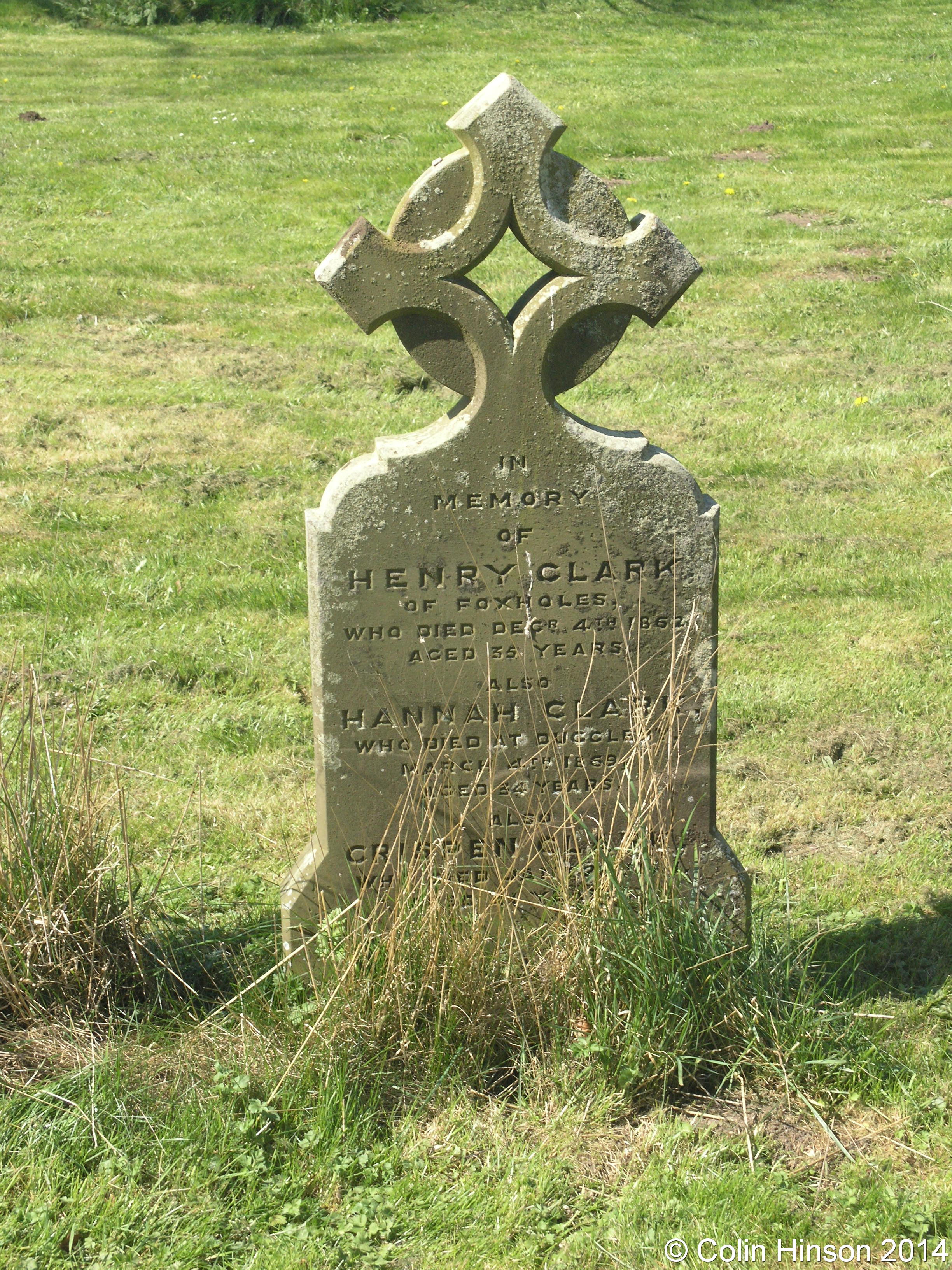 GENUKI Foxholes Churchyard gravestones etc., Yorkshire (East Riding)