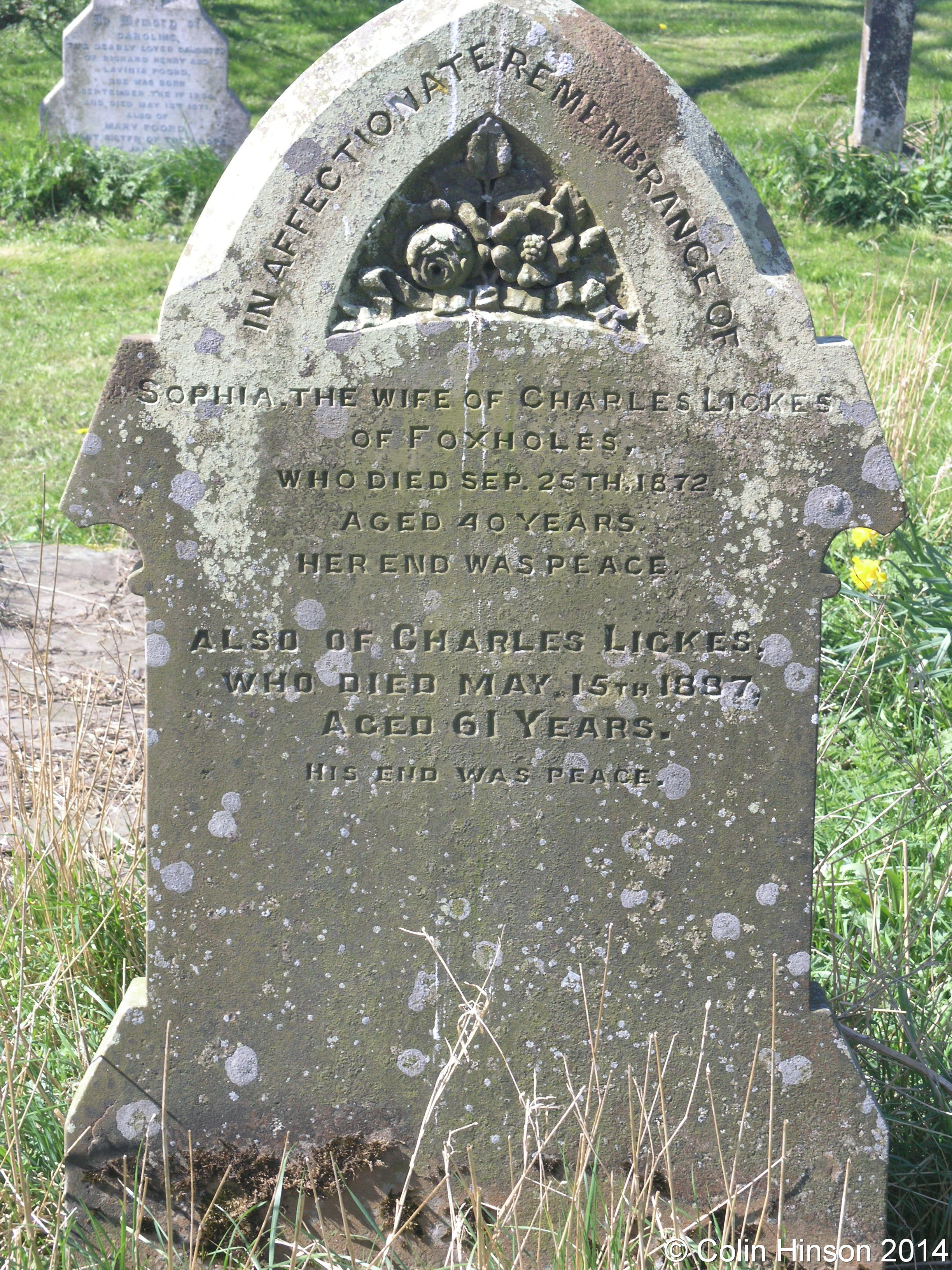 GENUKI Foxholes Churchyard gravestones etc., Yorkshire (East Riding)