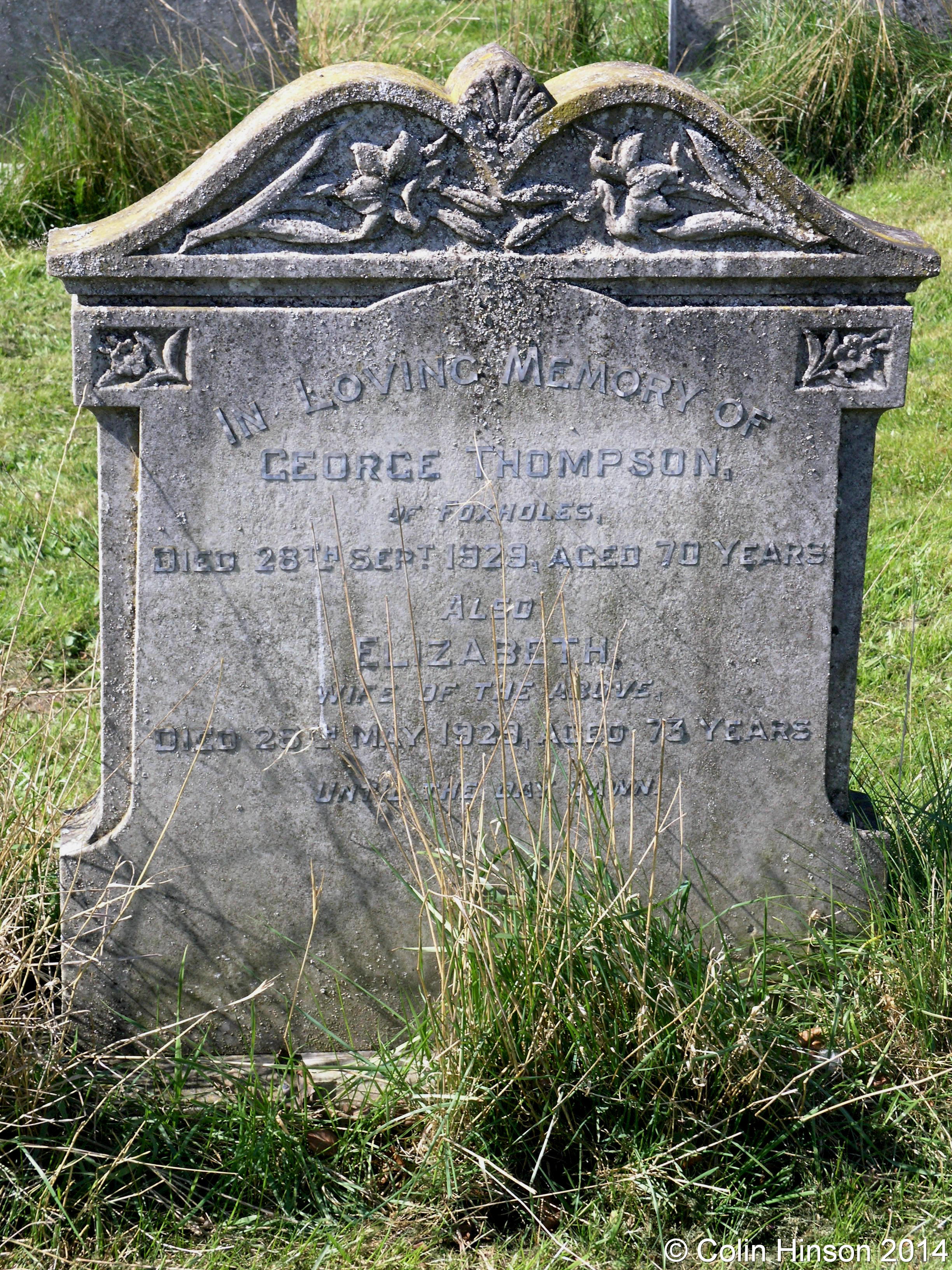 GENUKI Foxholes Churchyard gravestones etc., Yorkshire (East Riding)