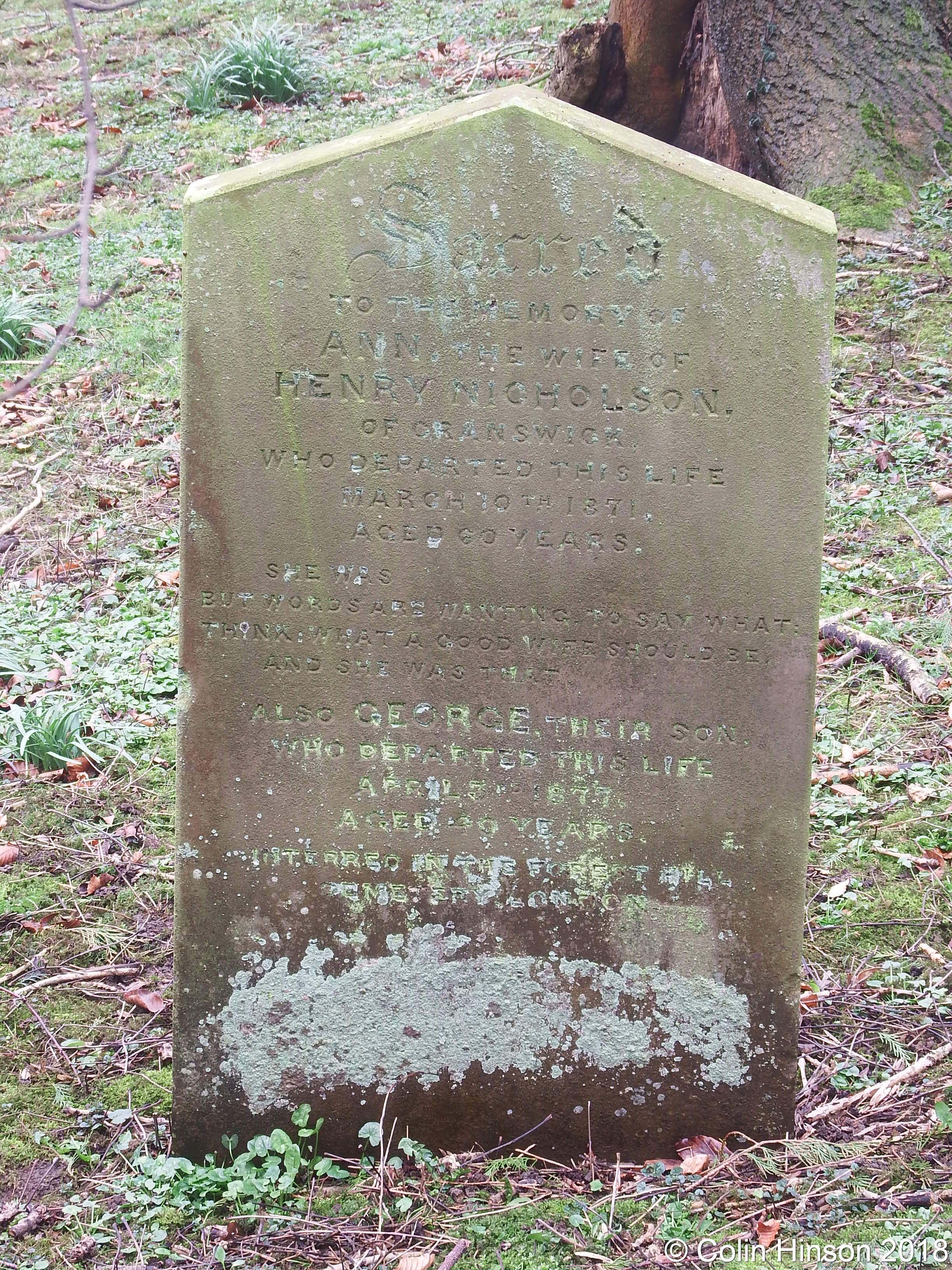 GENUKI Hutton Cranswick Churchyard gravestones etc., Yorkshire (East