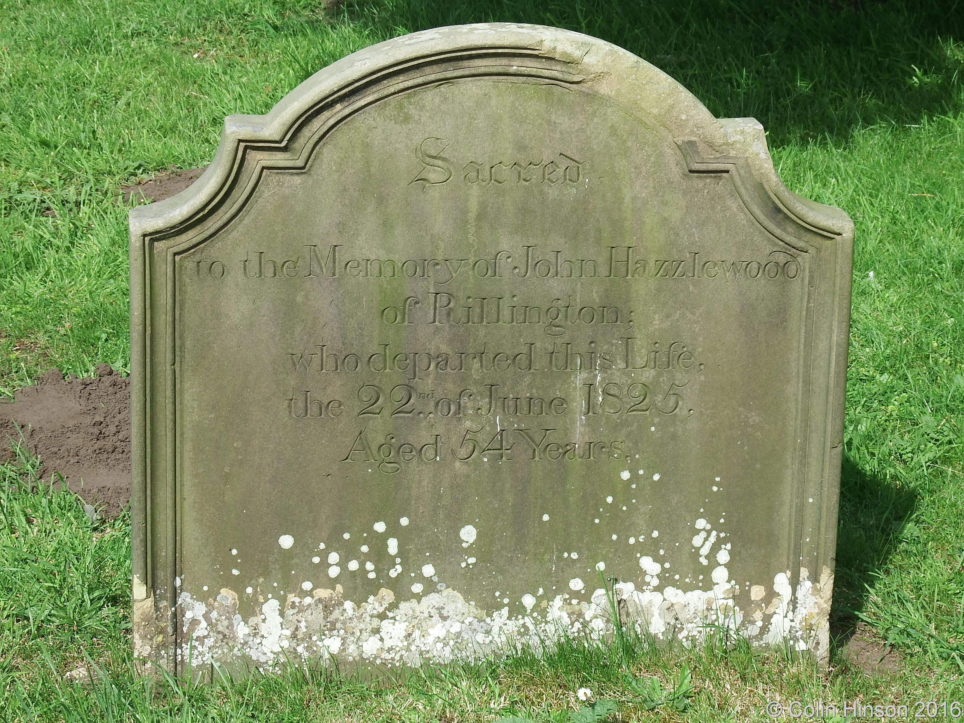 Churchyard Rillington GENUKI: Rillington Churchyard gravestones etc., Yorkshire (East Riding)